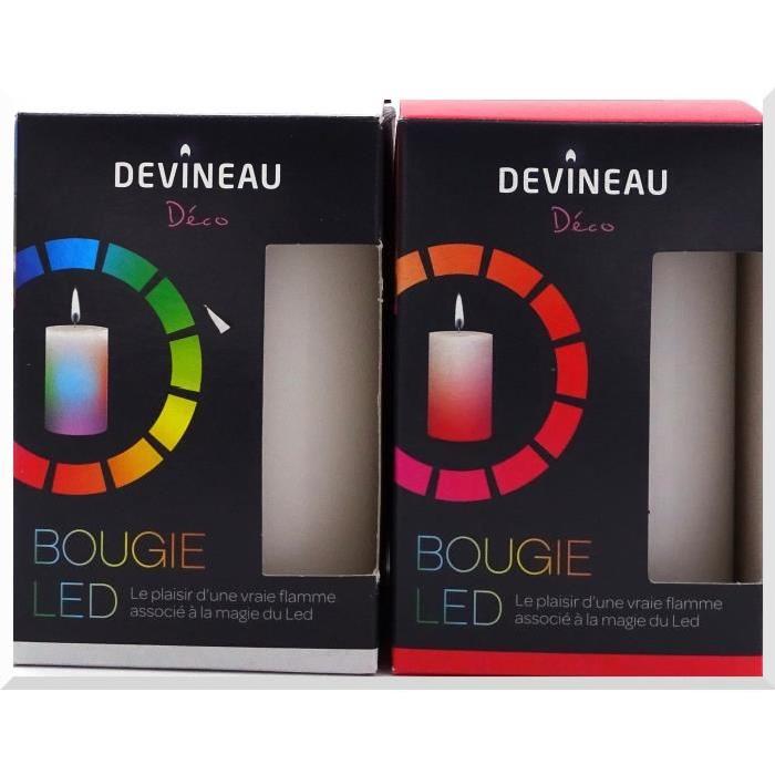 DEVINEAU Lot de bougies led avec flamme - Multicolore, Rouge et rose