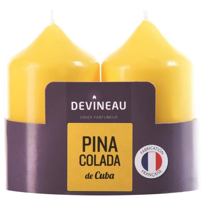 DEVINEAU Lot de 2 bougies parfumées - Jaune - Pina Colada de Cuba