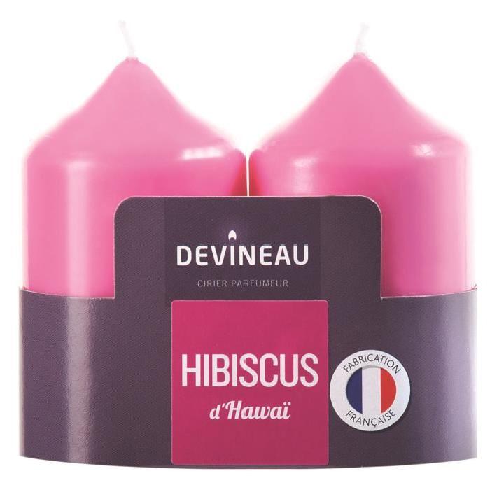 DEVINEAU Lot de 2 bougies parfumées - Rose - Hibiscus d'Hawai