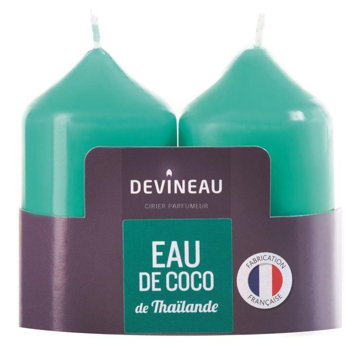 DEVINEAU Lot de 2 bougies parfumées - Vert - Eau de coco de Thailande