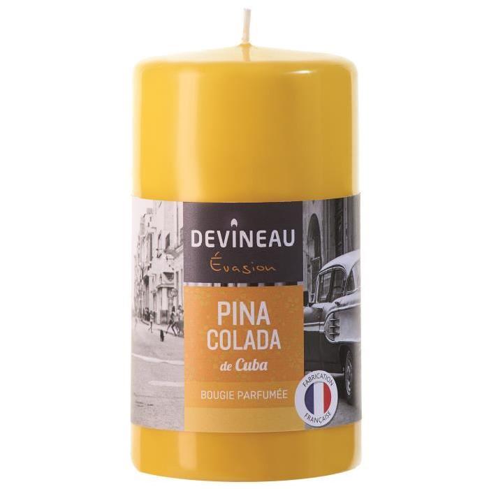 DEVINEAU Bougie cylindrique parfumée - Jaune - Pina Colada de Cuba