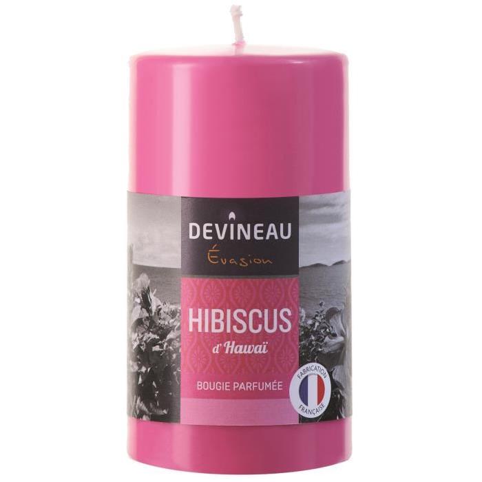 DEVINEAU Bougie cylindrique parfumée - Rose - Hibiscus d'Hawai