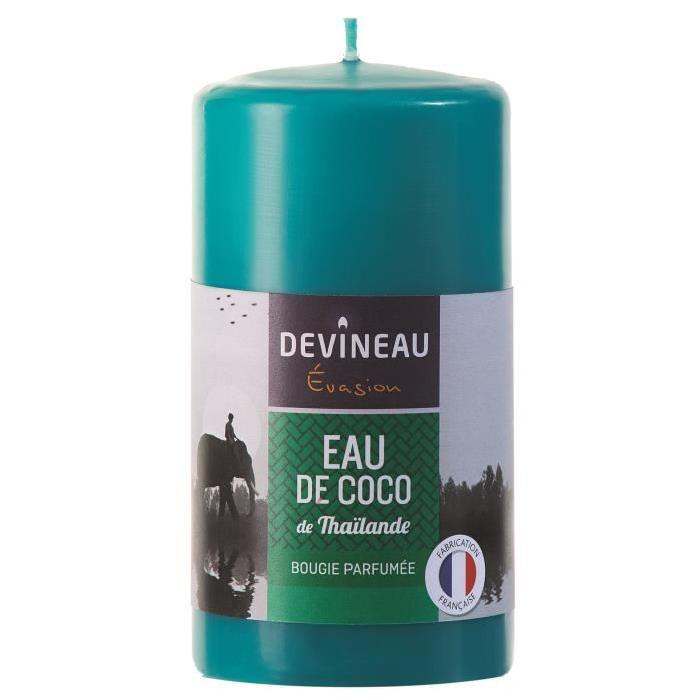 DEVINEAU Bougie cylindrique parfumée - Vert - Eau de coco de Thailande