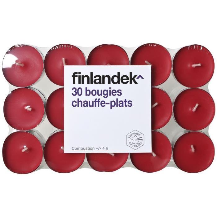 FINLANDEK Pack de 30 bougies chauffe-plats rouge