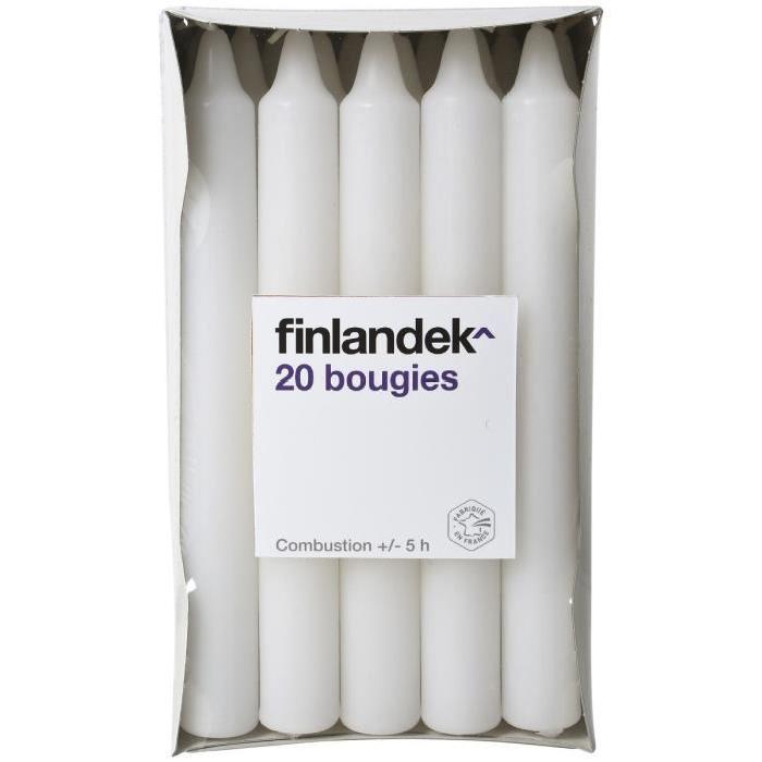 FINLANDEK Barquette de 20 bougies droites 19x165 mm blanc