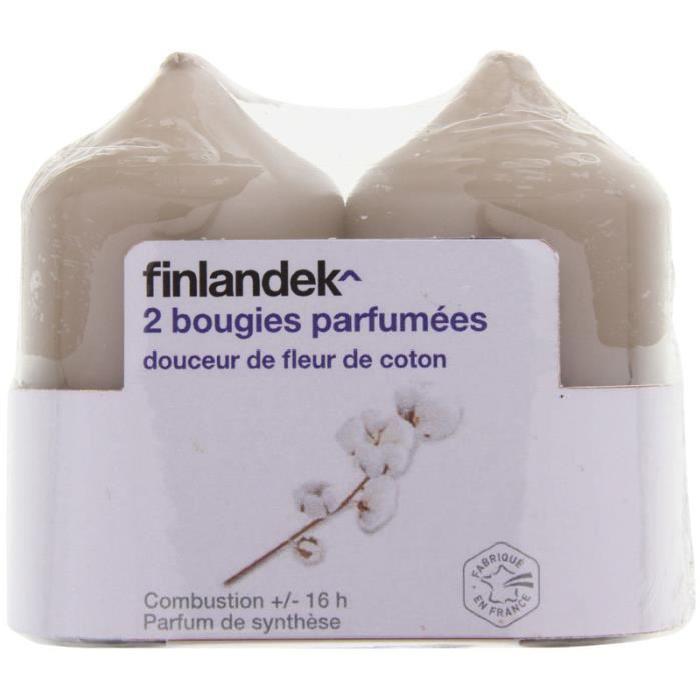 FINLANDEK 2 Bougies Parfum Douceur de fleur de Coton - Beige