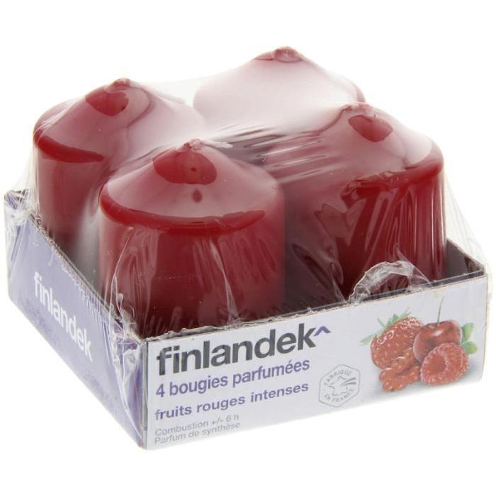 FINLANDEK 4 Bougies Parfum Fruit Rouge