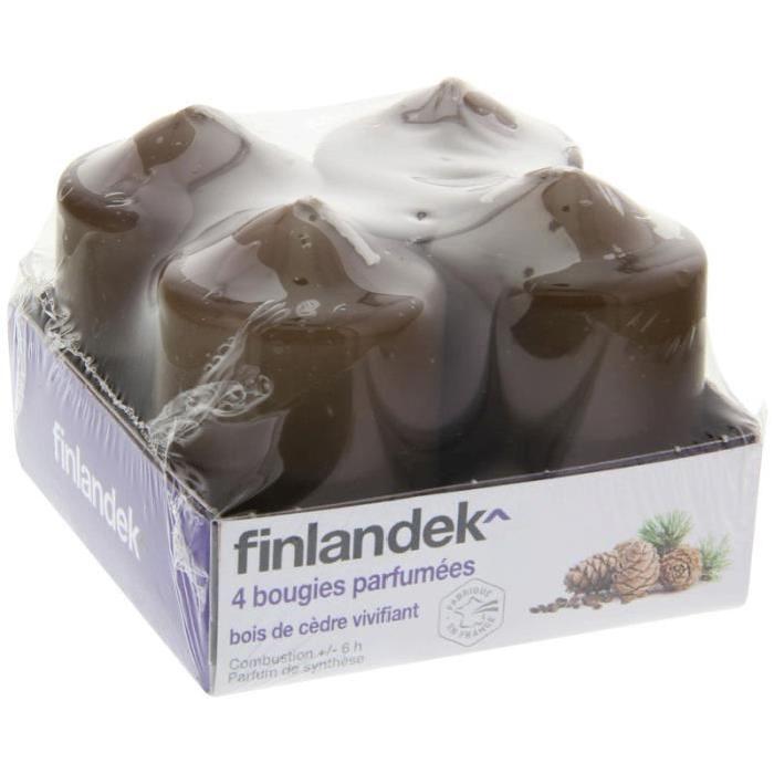 FINLANDEK 4 Bougies Parfum Cedre - Vert anis