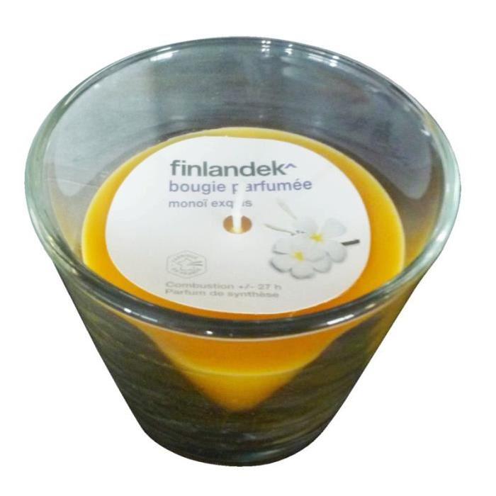 FINLANDEK Verre bougie Grand modele - Parfum huile de monoi - Jaune