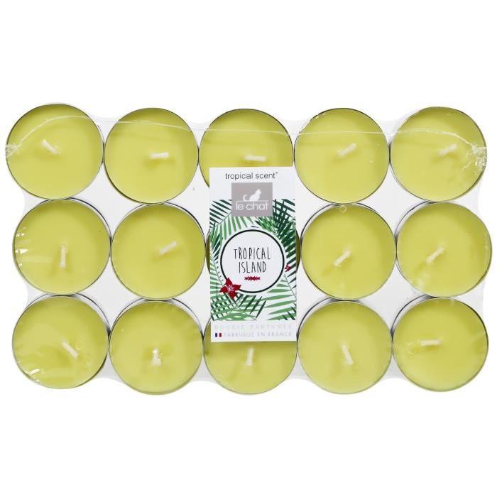 LE CHAT Lot de 30 bougies chauffe-plats parfum Citron - Ř 3,8 cm - Jaune