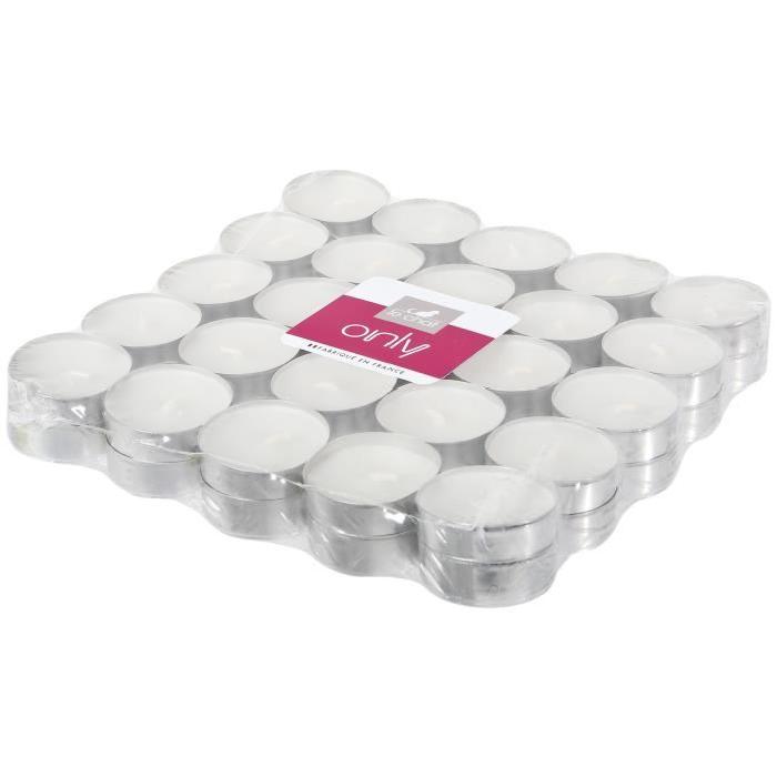 LE CHAT Lot de 50 bougies chauffe-plats - Ř 3,8 cm - Blanc