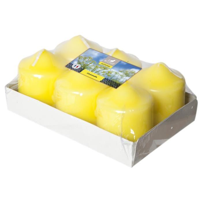 LE CHAT Lot de 6 bougies parfumées Citronnelle - Jaune