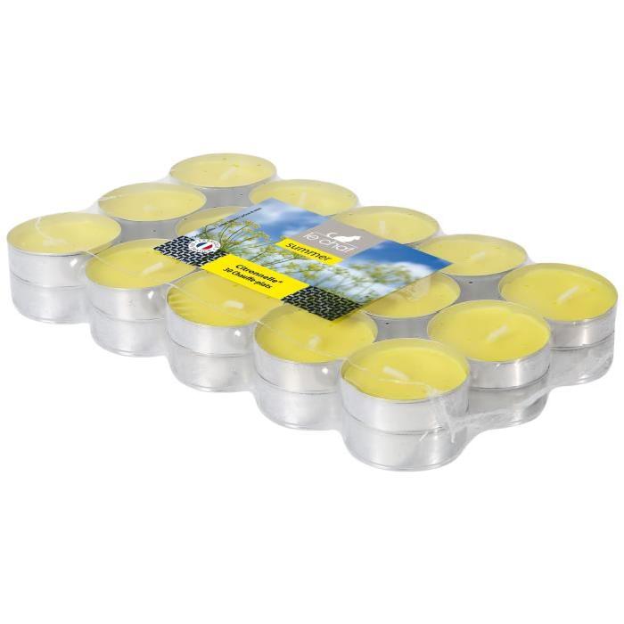 LE CHAT Lot de 30 bougies chauffe-plats parfumées Citronnelle - Jaune