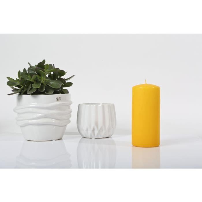 LE CHAT Bougie cylindrique - Ř 6,8 x H 14,5 cm - Jaune