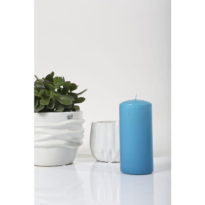 LE CHAT Bougie cylindrique - Ř 6,8 x H 14,5 cm - Bleu