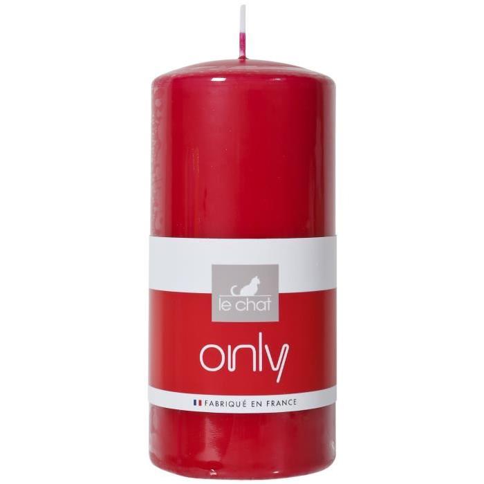 LE CHAT Bougie cylindrique - Ř 6,8 x H 14,5 cm - Rouge