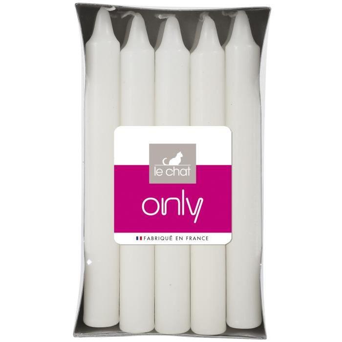 LE CHAT Lot de 10 bougies ménage -Blanc