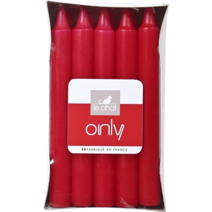 LE CHAT Lot de 10 bougies ménage - Rouge