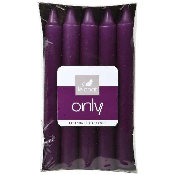 LE CHAT Lot de 10 bougies ménage - Aubergine