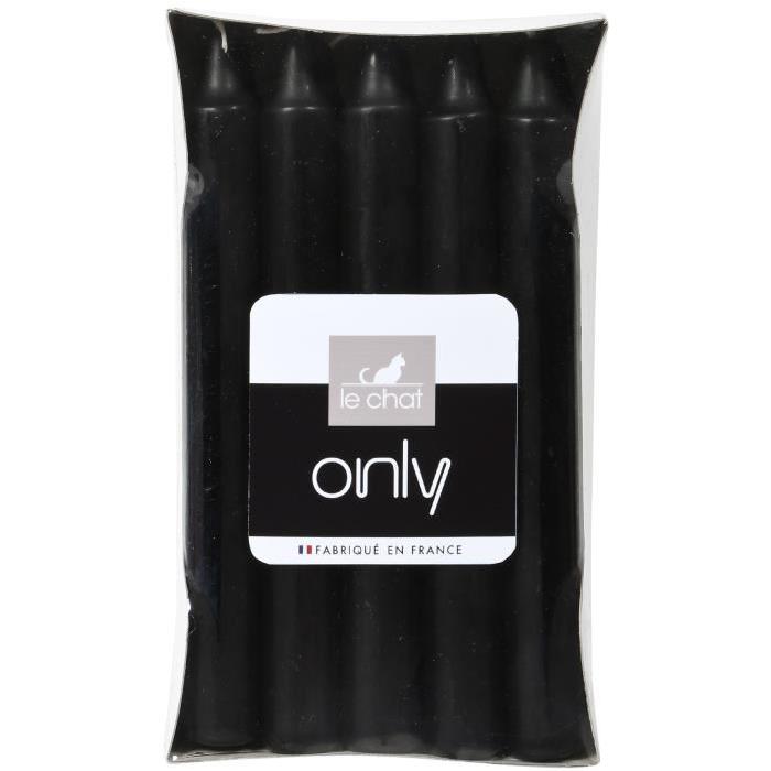 LE CHAT Lot de 10 bougies ménage - Noir