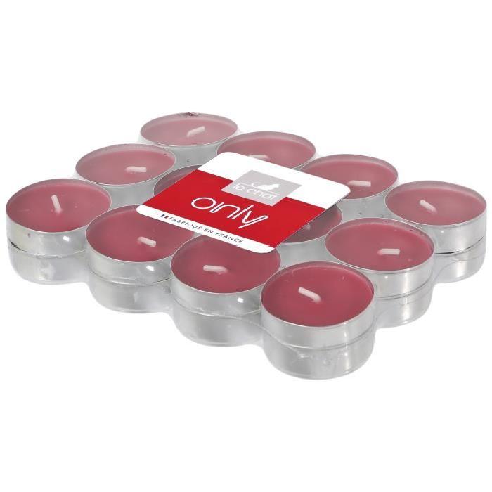 LE CHAT Lot de 24 bougies chauffe-plats - Ř 3,8 cm - Rouge