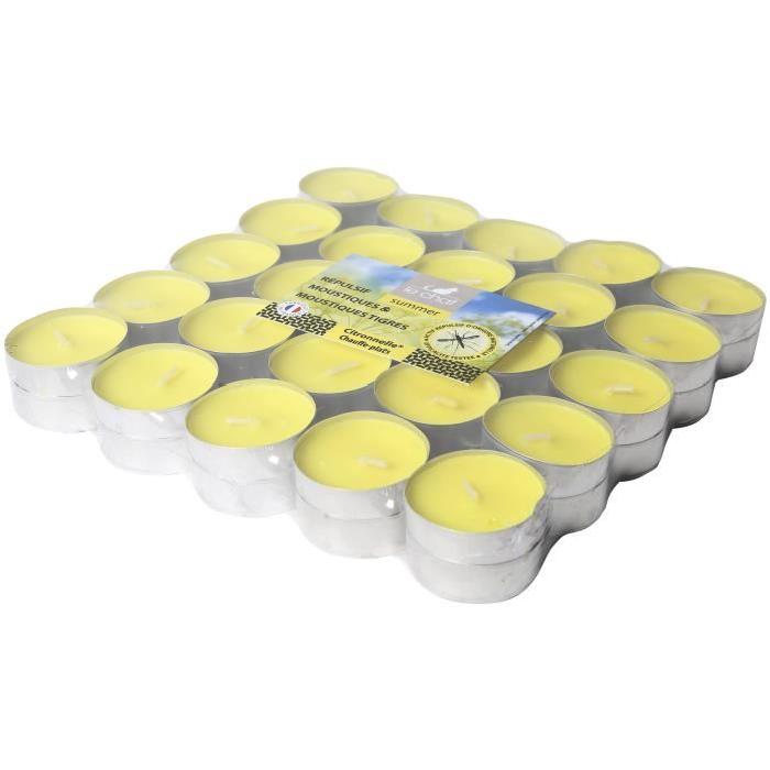 LE CHAT Lot de 50 bougies chauffe-plats parfumées Citronnelle - Jaune