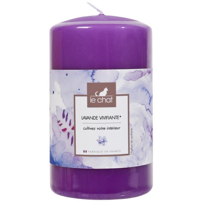 LE CHAT Bougie colorée et parfumée violet d68xh115mm parfum lavade