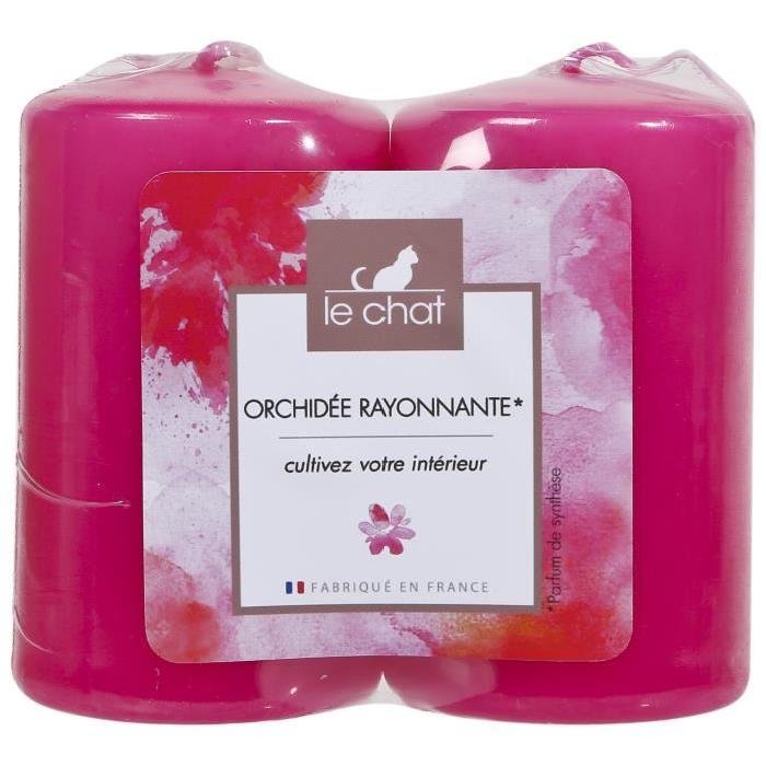 LE CHAT Lot de 2 bougies roses d48xh80mm parfum orchidée