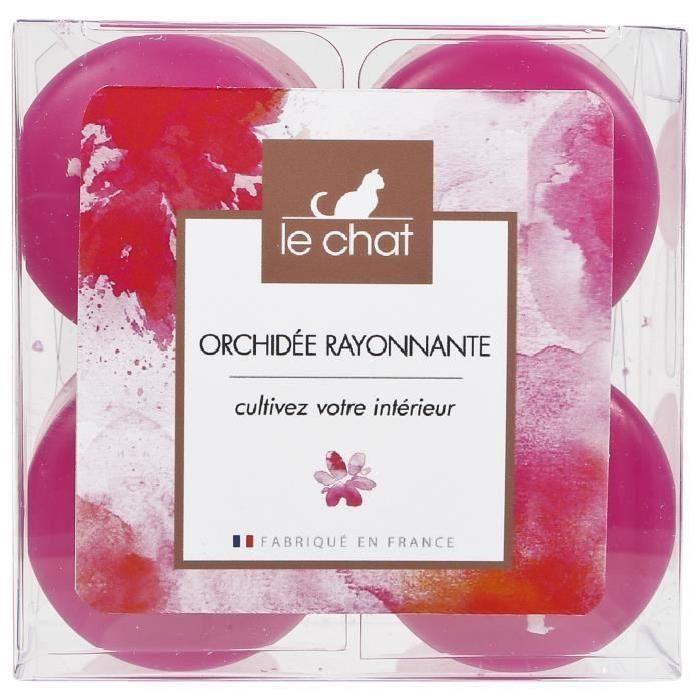 LE CHAT Lot de 4 bougies roses d38xh40mm parfum orchidée