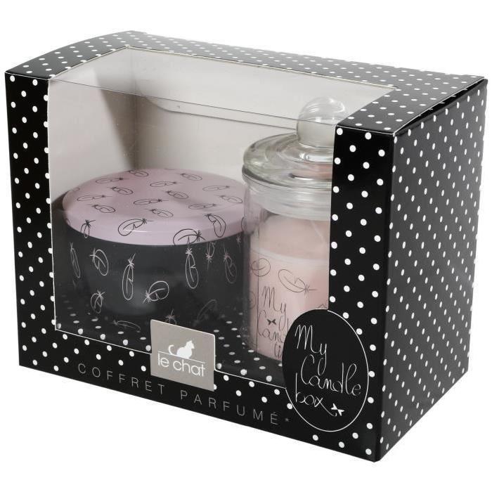 LE CHAT Coffret duo bougies My Candle Box parfum vanille - 1 bonbonniere et 1 boite métal