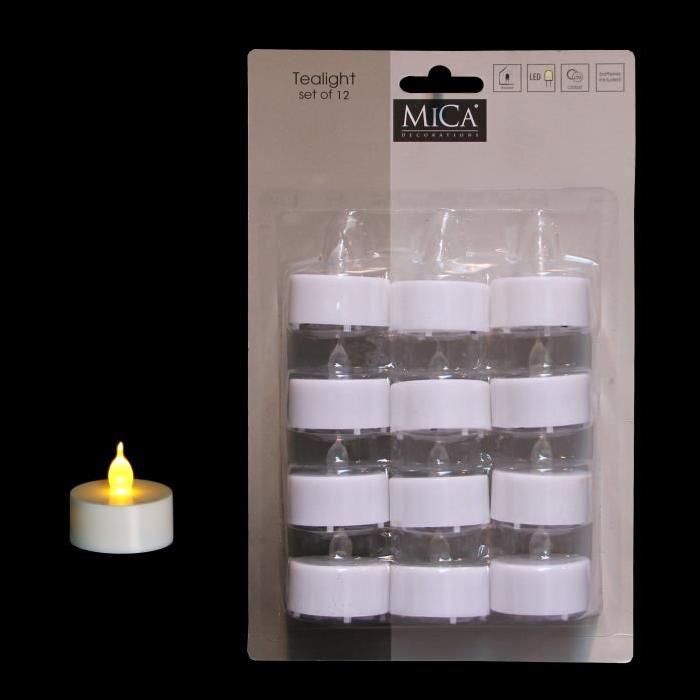 MICA DECORATIONS Lot de 24 bougies déco rechaud - Blanc