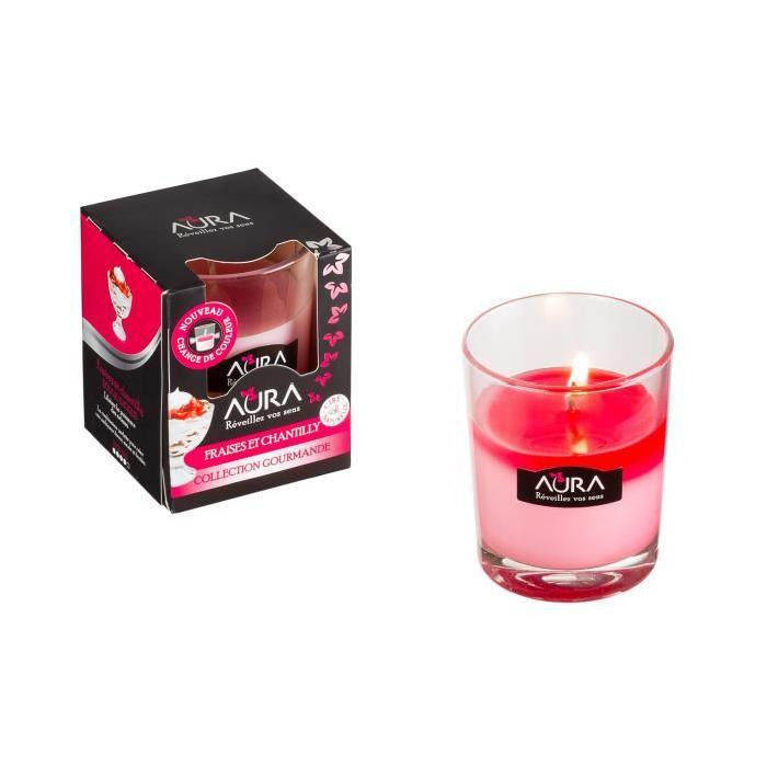 AURA Bougie Parfumée Réveillez Vos Sens - Fraise Chantilly - 30 heures