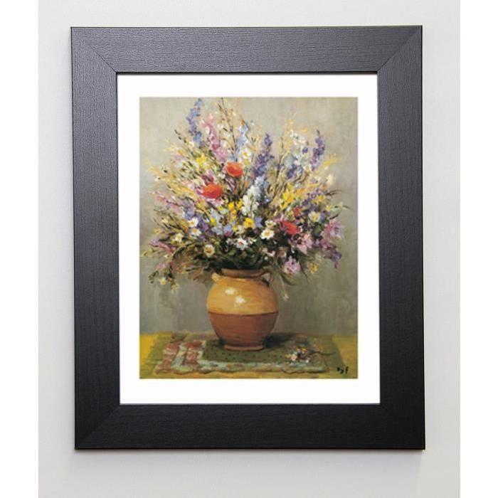 DYF Image encadrée Bouquet dans un vase de gres 31x37 cm Multicolore