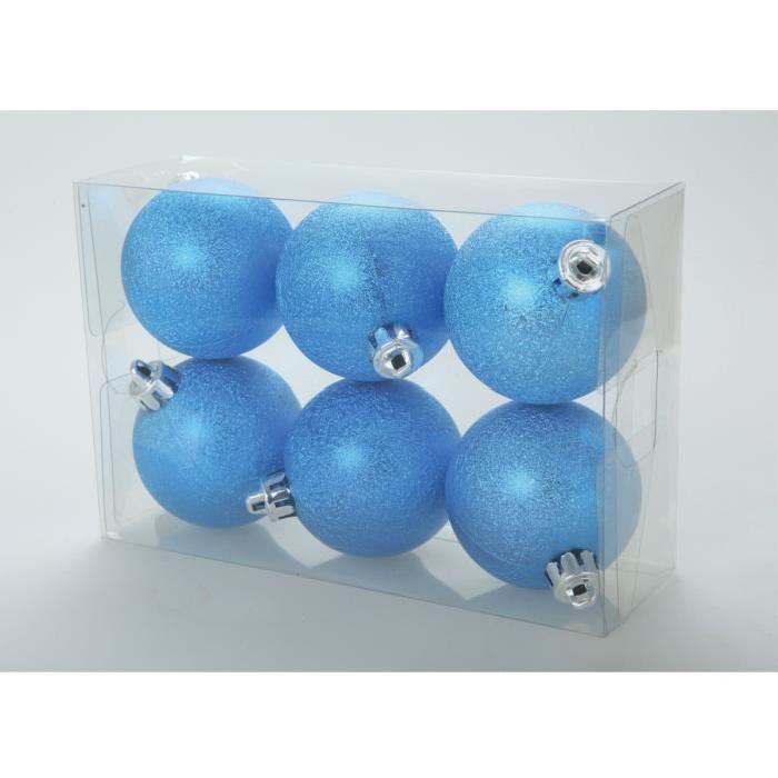 Set de 6 boules Chic 6 cm de coloris bleu