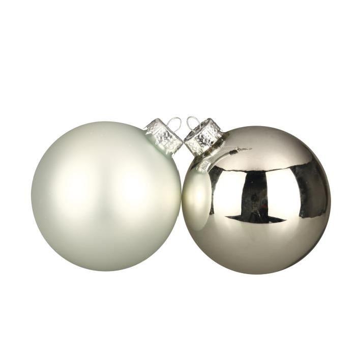 Lot de 8 Boules de Noël argenté en verre Ř 8 cm