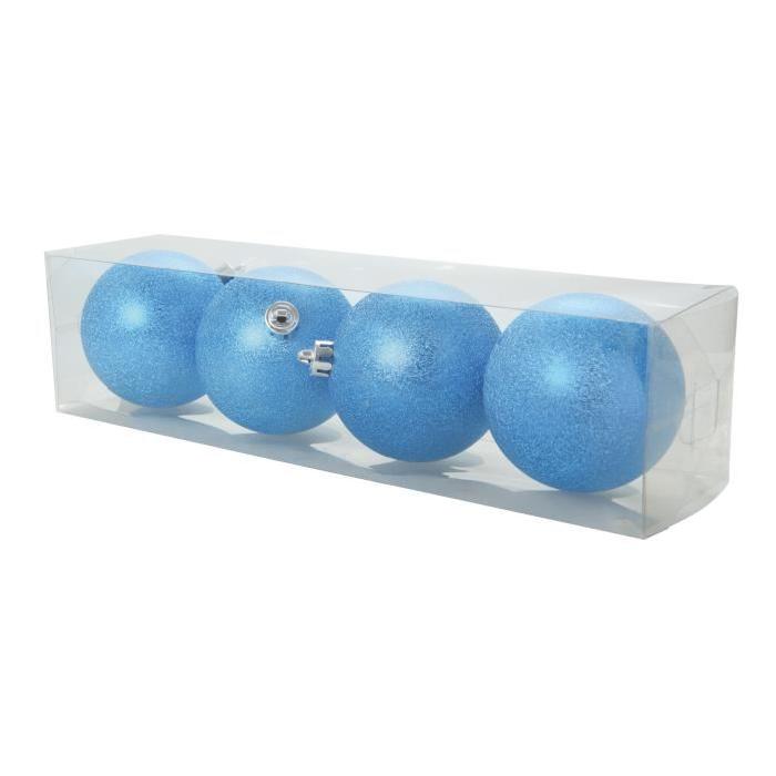 Lot de 4 Boules de Noël chic en PVC Bleu roi 8 cm