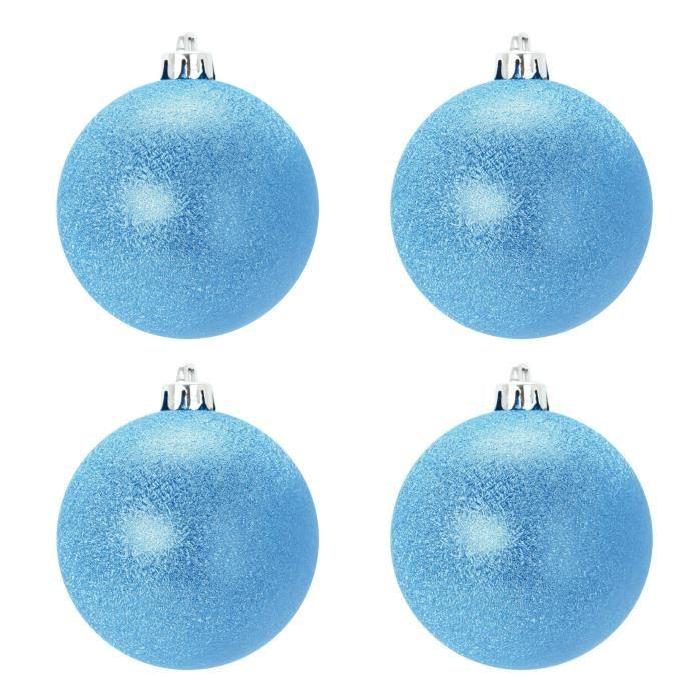 Lot de 4 Boules de Noël chic en PVC Bleu roi 8 cm