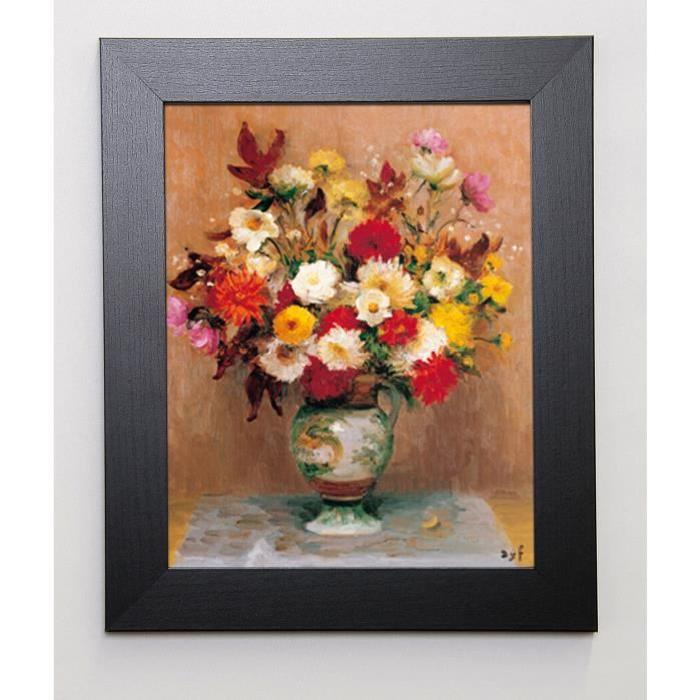 DYF Image encadrée Bouquet de dahlias 31x37 cm Multicolore