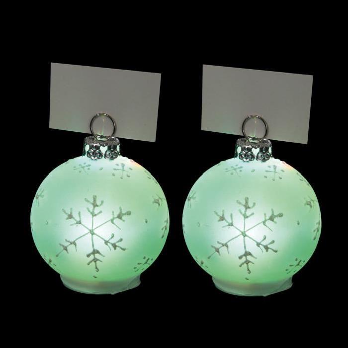Lot de 2 Boules de Noël lumineux en verre Ř 5 cm