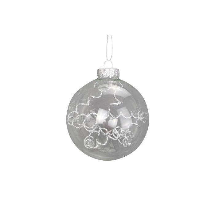 Lot de 34 Boules de Noël charme argenté en verre Ř 8 cm