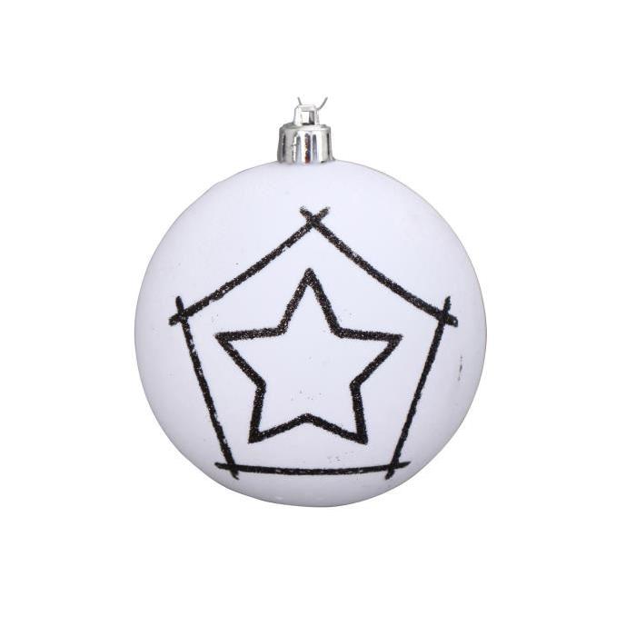 Boule de Noël avec dessin étoile en PVC Ř 10 cm