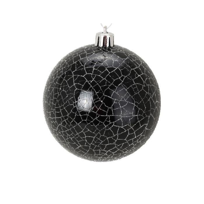 Boule de Noël effet craquelé noir en PVC Ř 10 cm