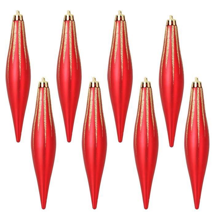 Lot de 7 Suspensions de Noël Glaçons Rouge 15 cm