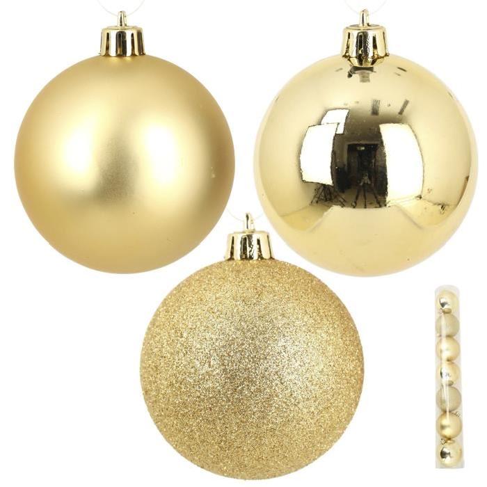 Lot de 7 Boules de Noël en PVC Doré 8 cm