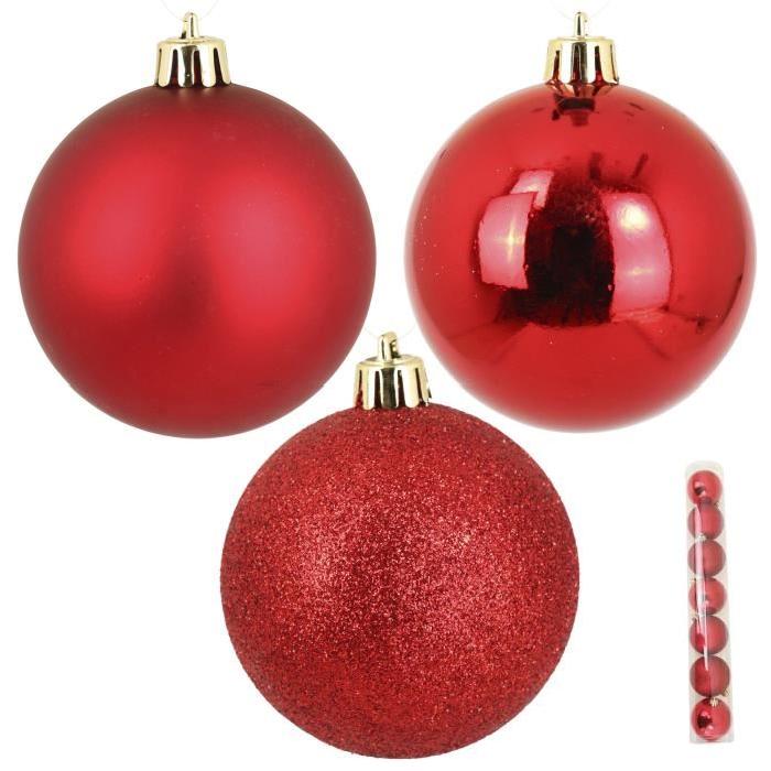 Lot de 7 Boules de Noël en PVC Rouge 8 cm