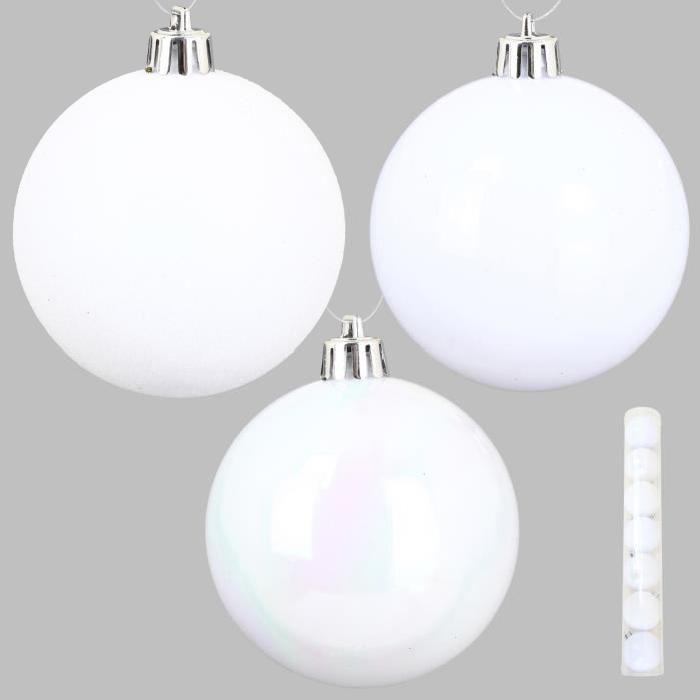 Lot de 7 Boules de Noël en PVC Blanc 8 cm