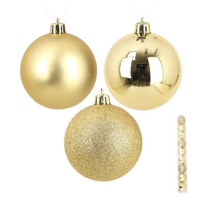 Lot de 9 Boules de Noël en PVC Doré 6 cm