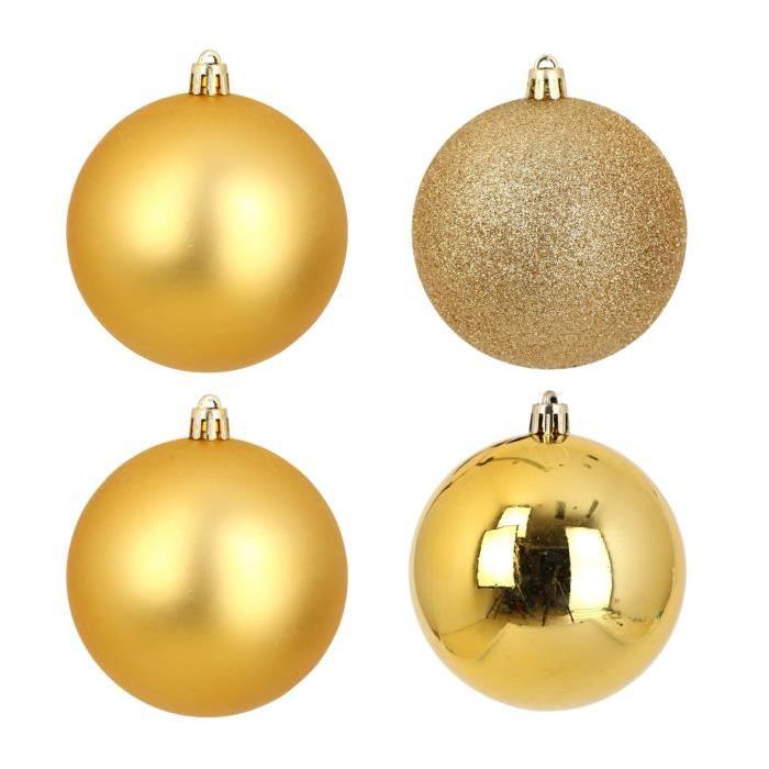 Lot de 4 Boules de Noël 3 finitions assorties Doré