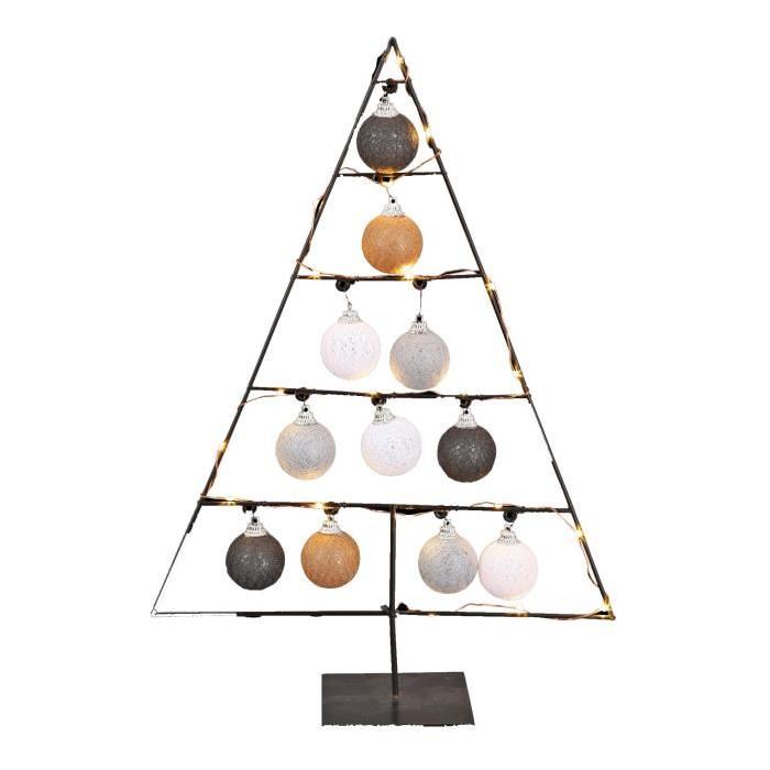 Sapin de Noël lumineux en Métal + boules assorties