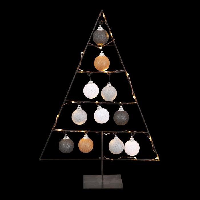 Sapin de Noël lumineux en Métal + boules assorties